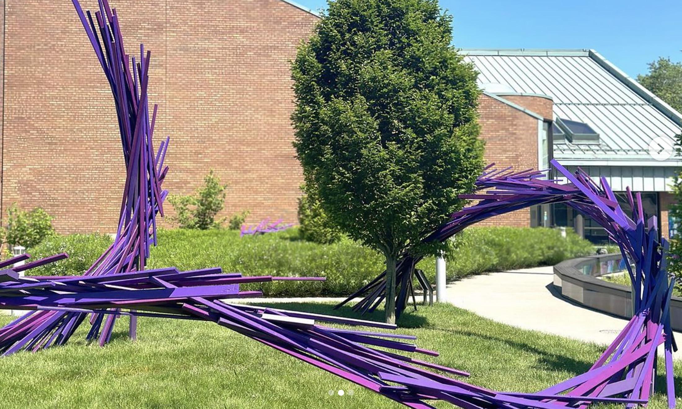 Oakland University Associate Professor of Theatre Jeremy Barnett and theatre alumnus Jason Maracani recently unveiled a new art installation in the East Garden of the Krasi Art Center in St. Joseph, M